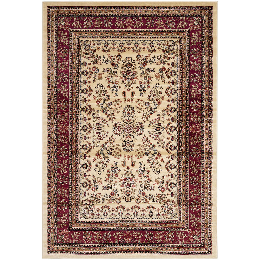 SAFAVIEH Lyndhurst Collection Area Rug - 9' x 12', Ivory & Red, Traditional Oriental Design, Non-Shedding & Easy Care, Ideal for High Traffic Areas in Living Room, Bedroom (LNH331A) - My Store